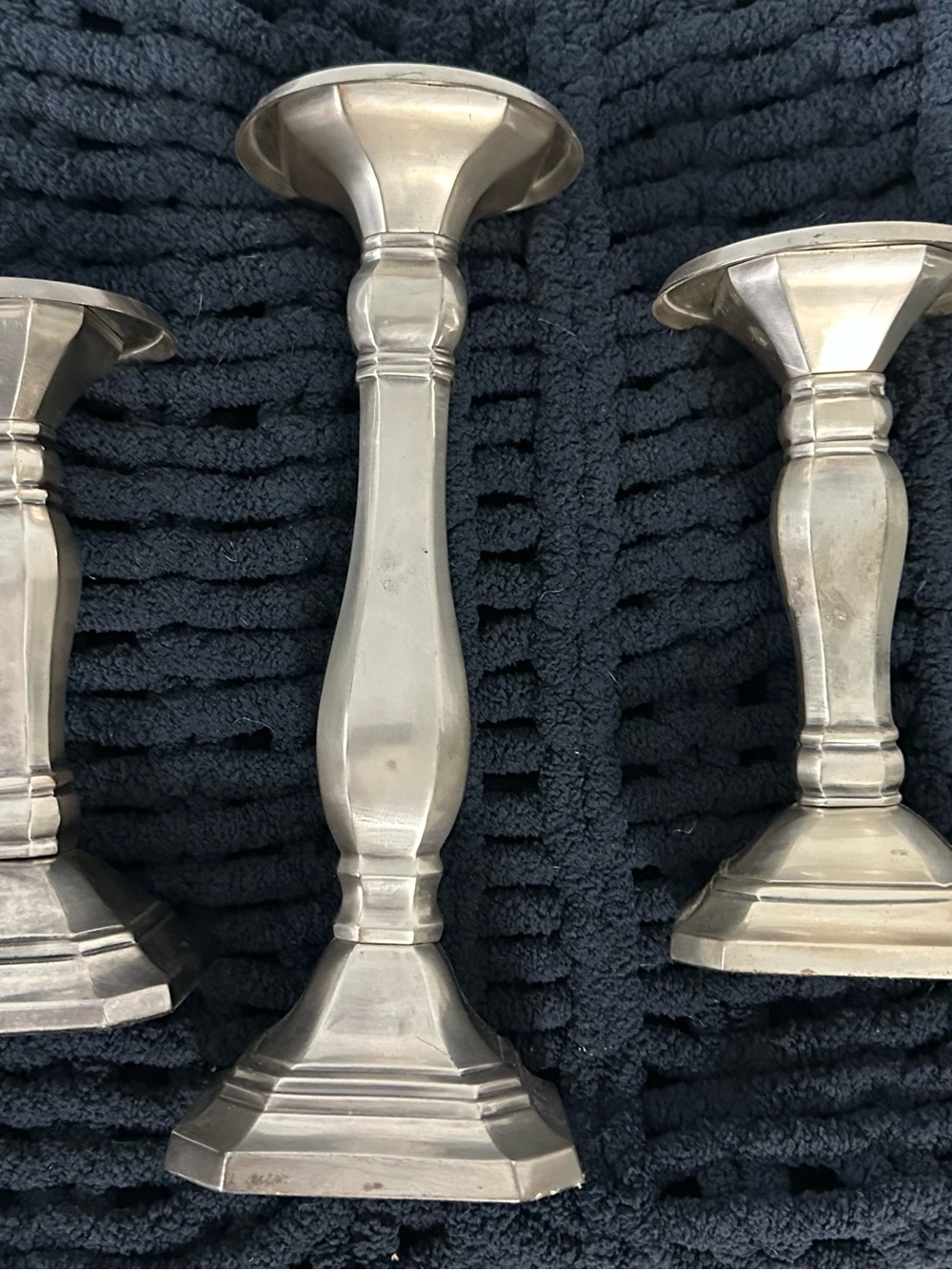 Silver Tone Metal Candlestick Holder - Classic Home Bath Accent